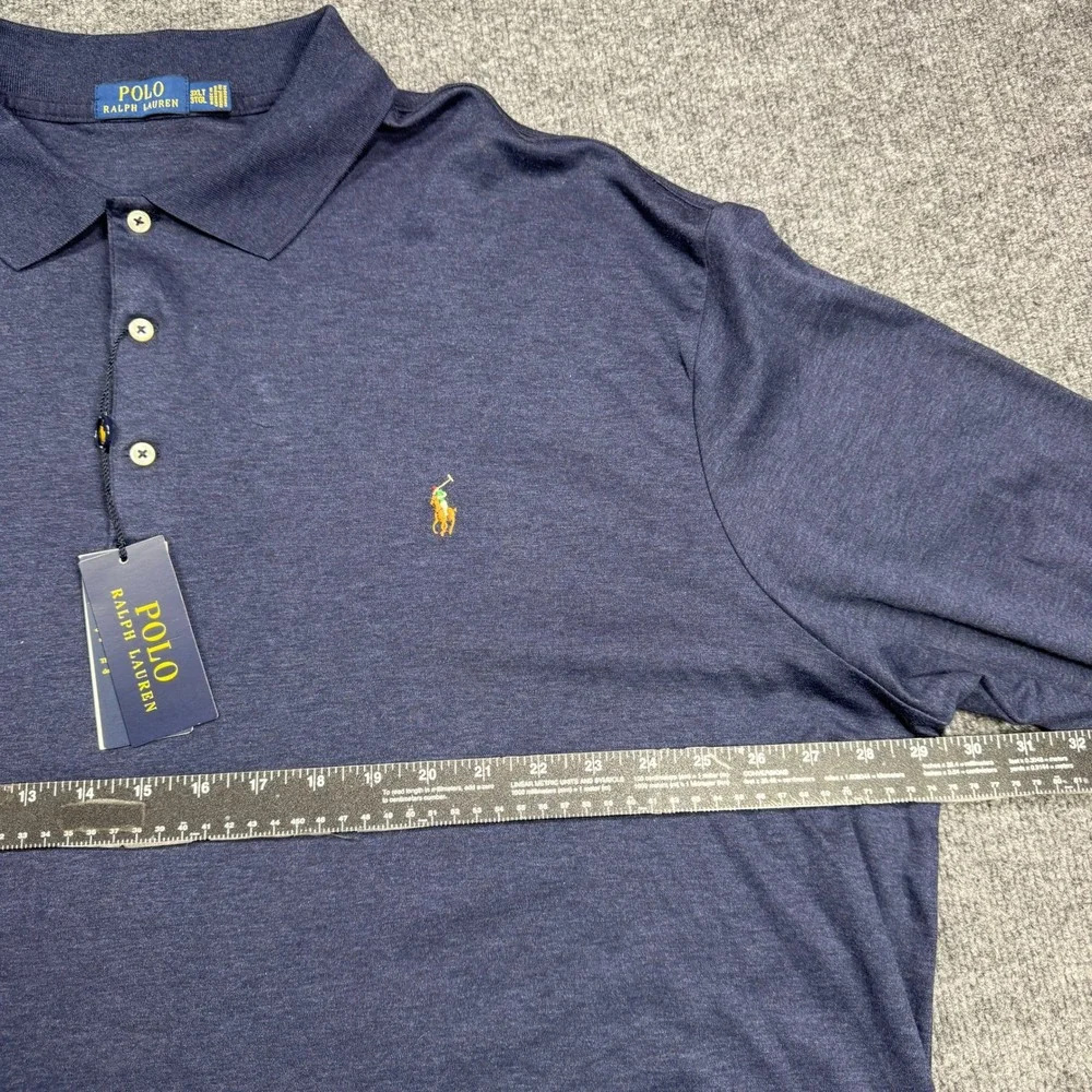 NWT Polo Ralph Lauren Polo Mens 3XLT Navy Blue Long Sleeve‎ Cotton Pony Logo